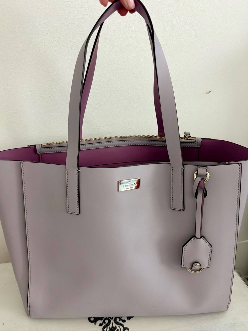 kate spade Lilac Tote with Plum Interior